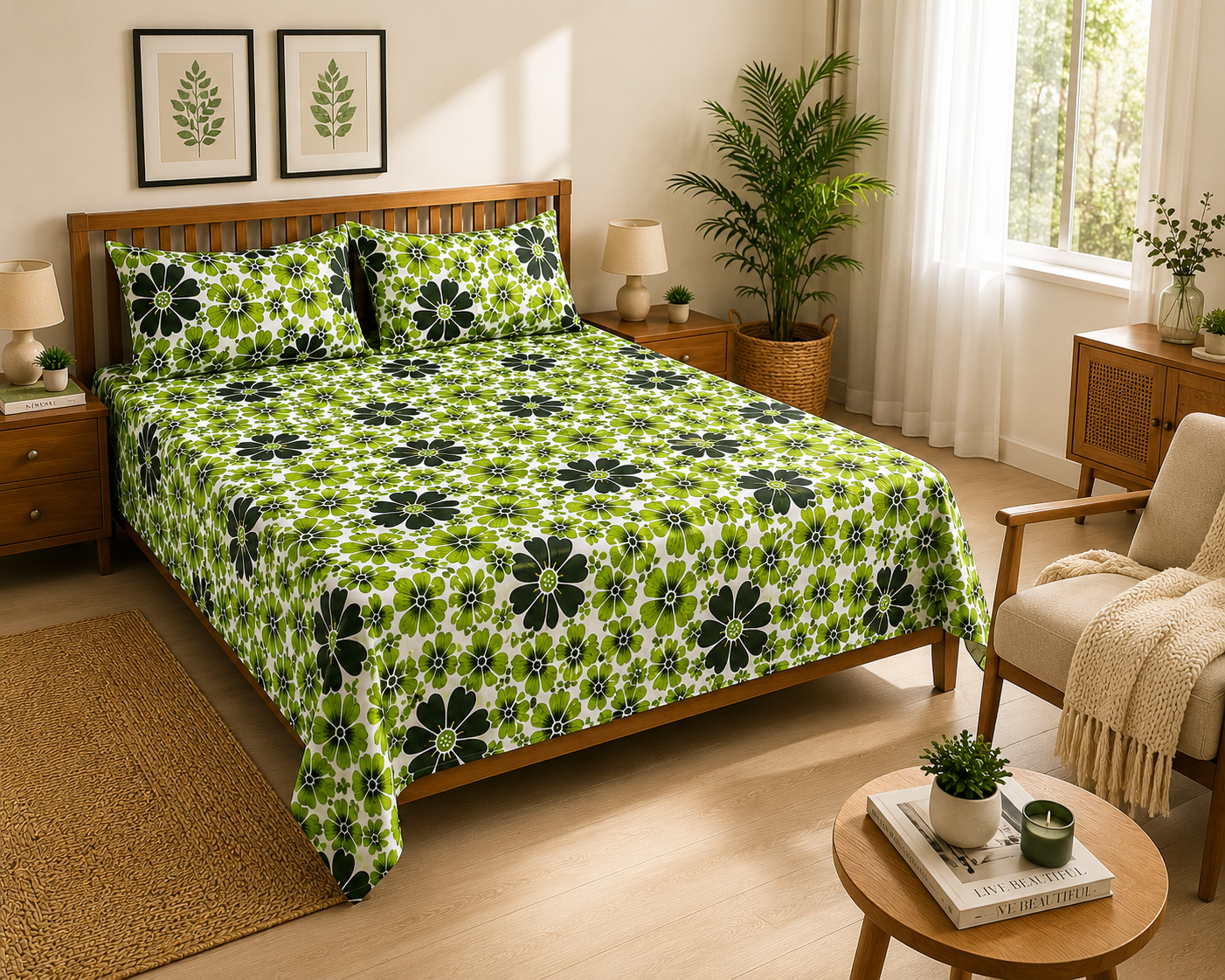 Verdant Bloom bedsheet set